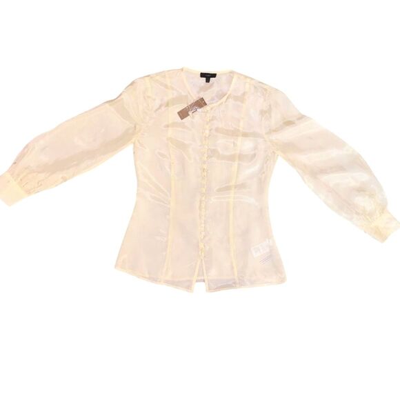 J.Crew Silky Cream Edwardian Buttons Blouse Long Sleeves Size 2 - Picture 3 of 7